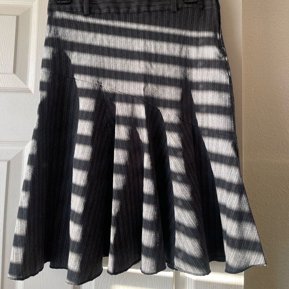 Grey striped midi skirt